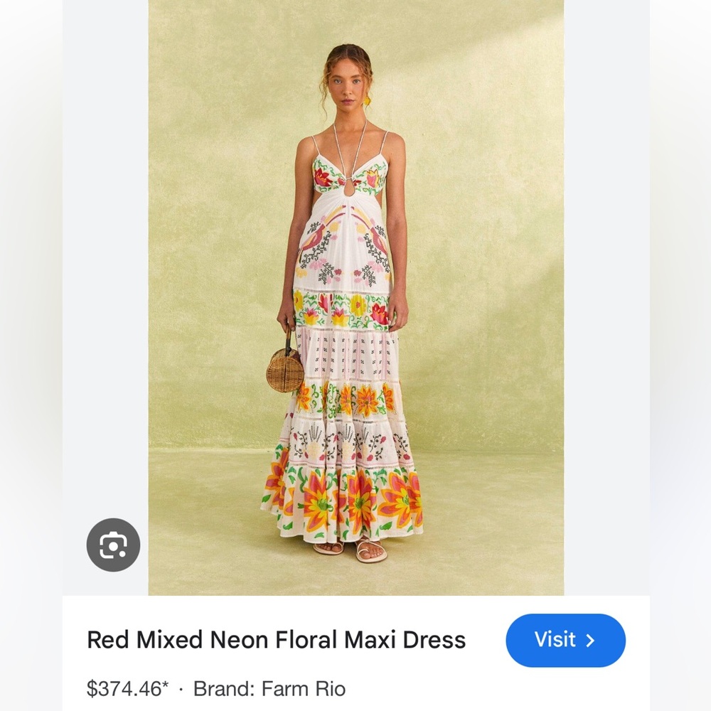 Farm Rio Neon floral Maxi Dress